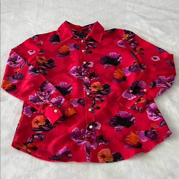 Vibrant Floral Button-Up Shirts - Pink & Black - Picture 2 of 8